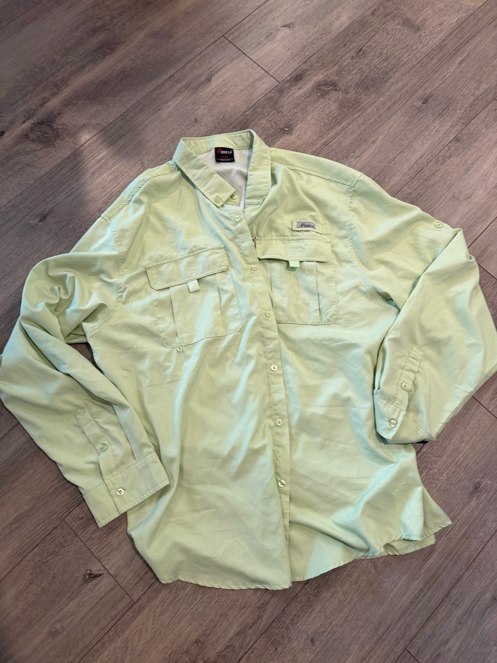 Puddle Light Green Casual Button-Down Shirt fishing